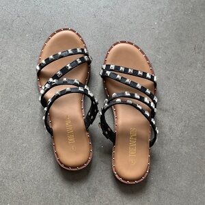 Dream Pairs Black and Silver Studded Strappy Sandals